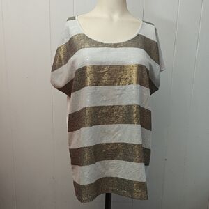 Chico's Gold and Silver Striped Blouse